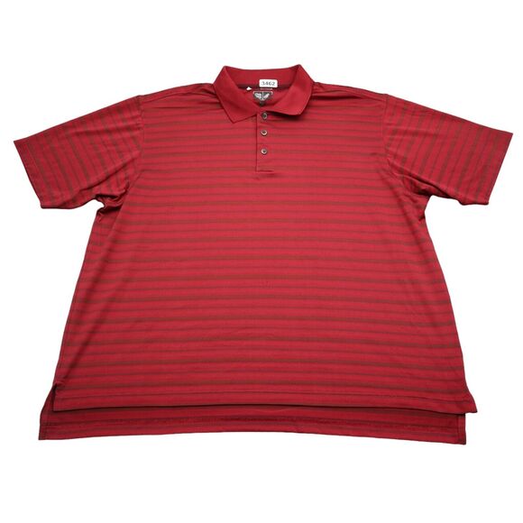 Adidas Shirt Mens XL Extra Red Golf Polo Lightweight Stretch 3 Stripes Work * - Picture 1 of 16